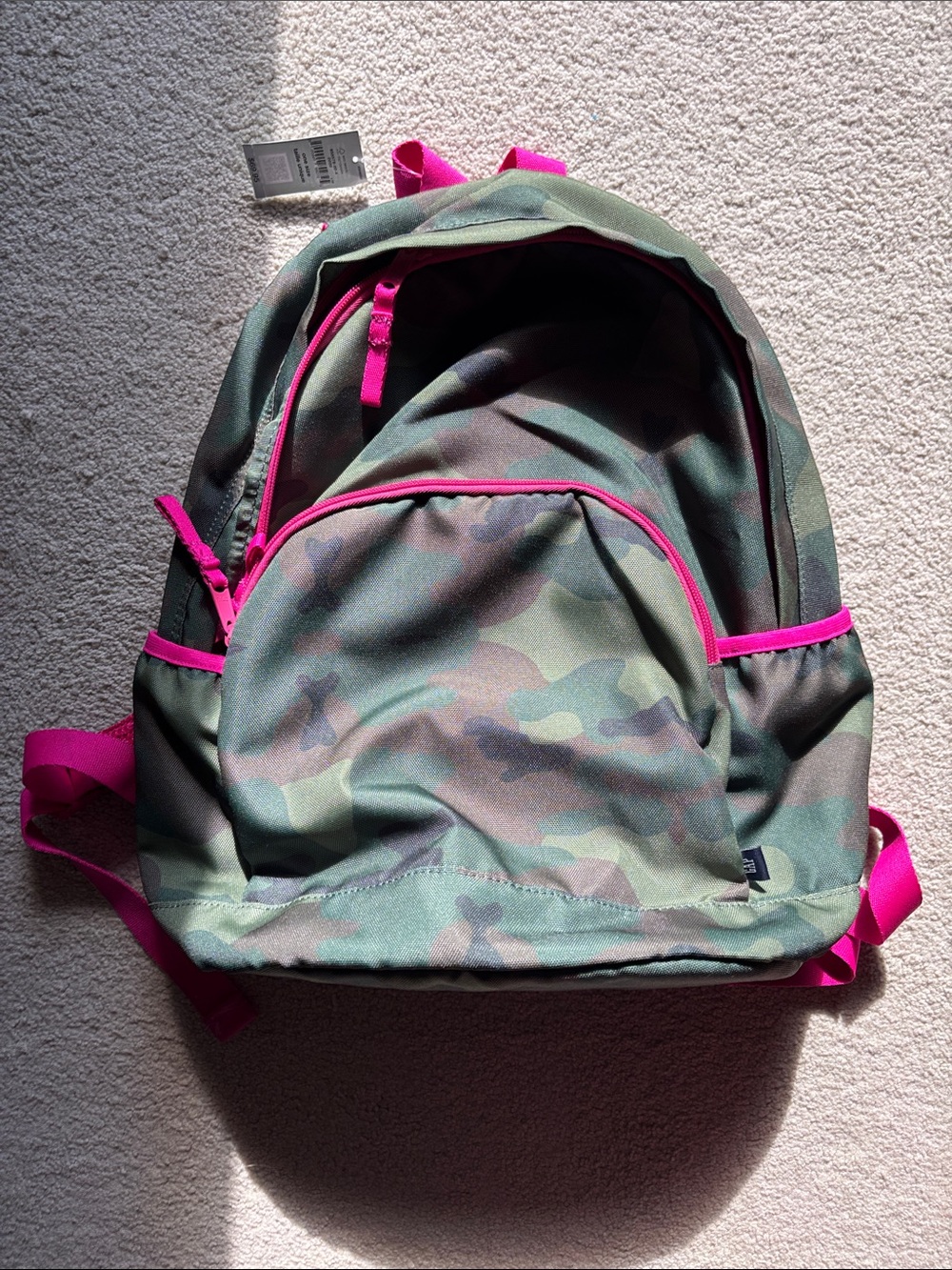 NWT GAP Camo Backpack with Hot Pink Trim